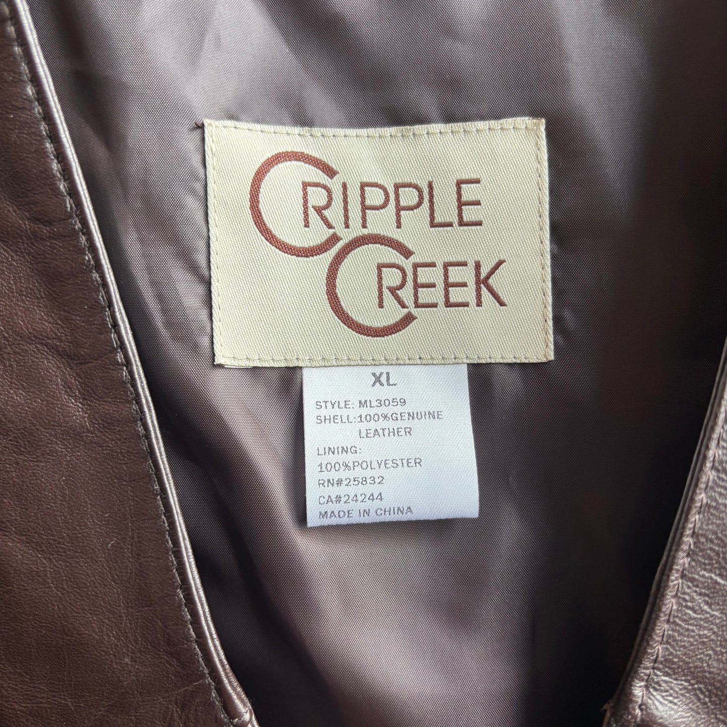 Cripple Creek Brown Leather Vest