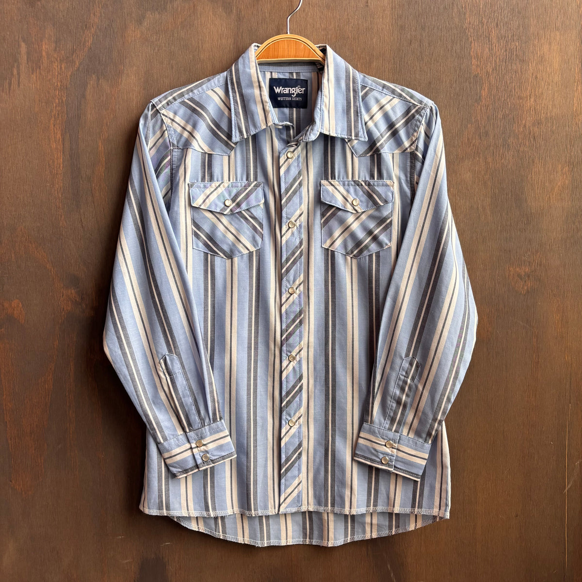 Kids Wrangler Blue Striped Pearl Snap