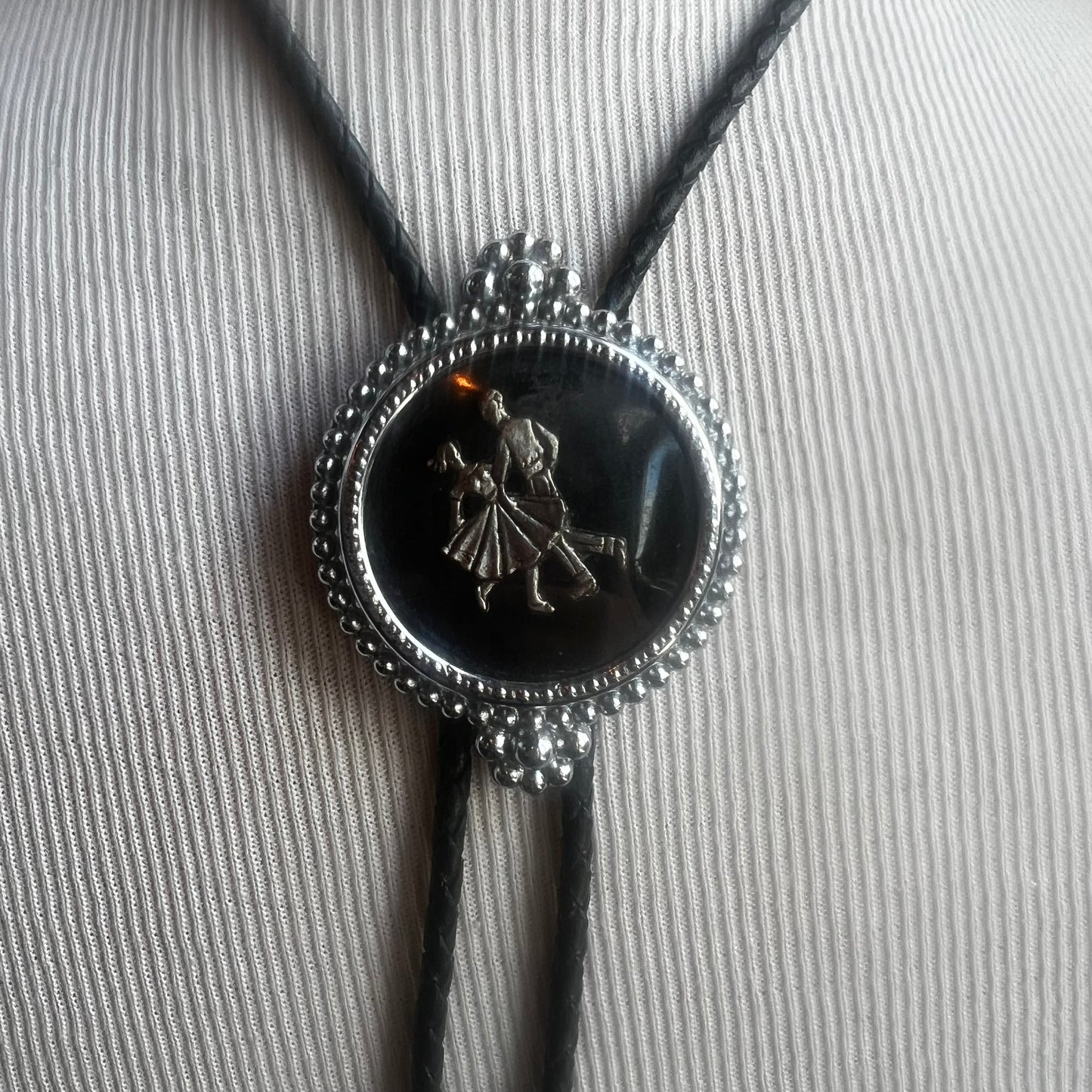 Silver Sqaure Dancer Bolo Tie