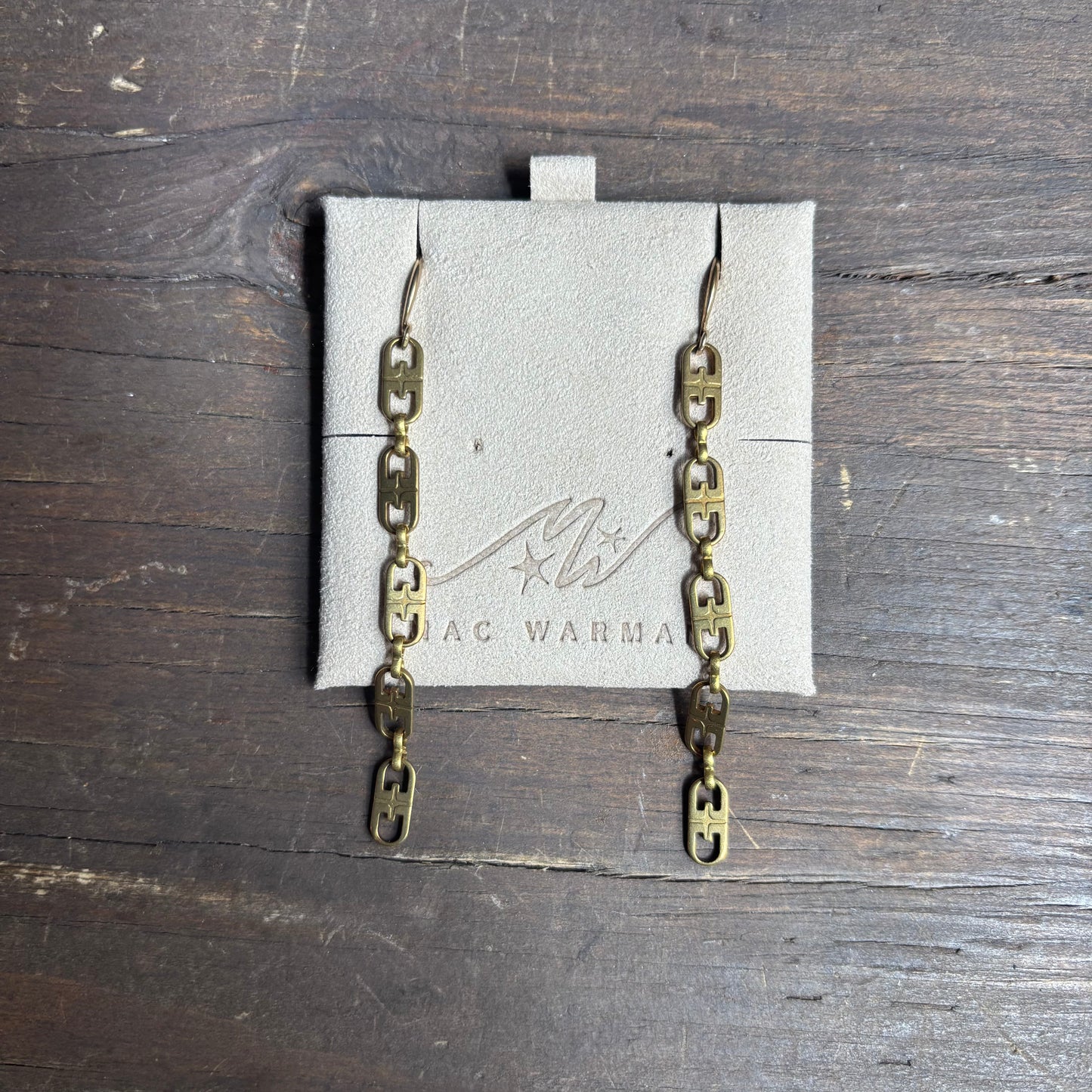 Mac Warman Vintage Brass Flat Link Earrings