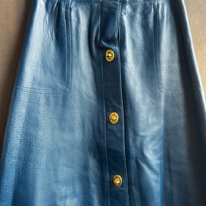 Coach Blue Leather Skirt
