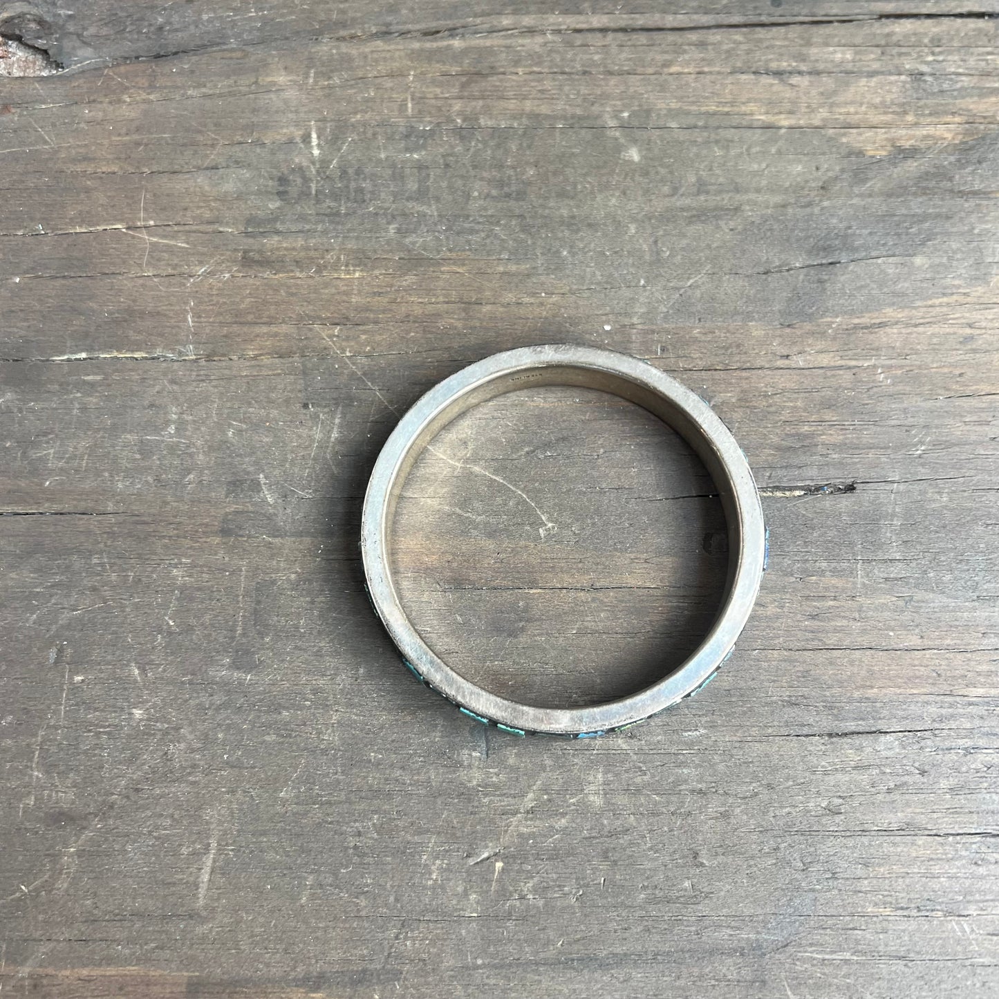 Vintage Sterling Silver Mosaic Bracelet with Glass and Turquoise