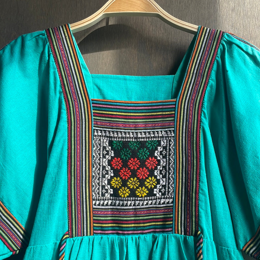 Teal Embroidered Dress