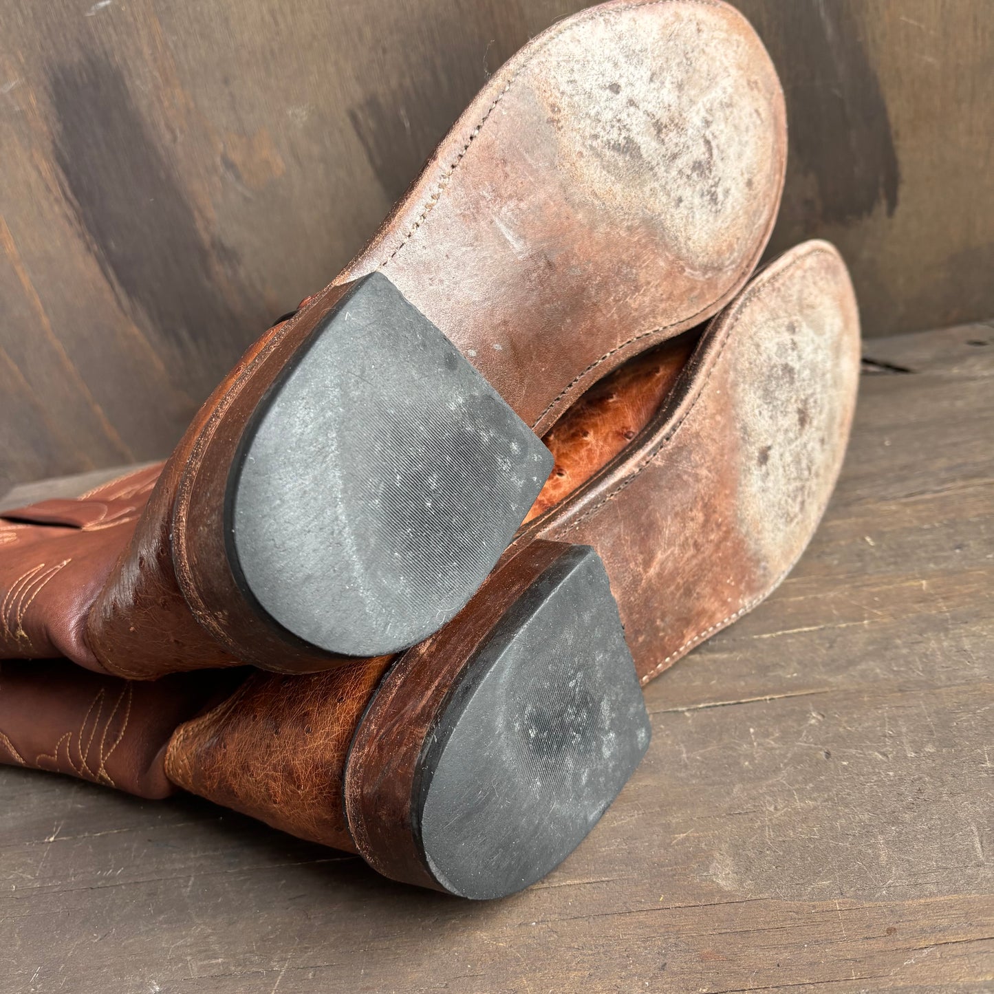 Lucchese Tan Ostrich Foot Roper Boot