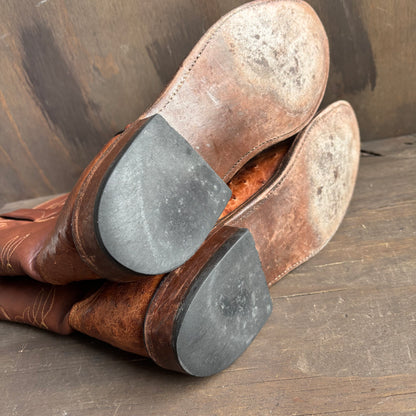 Lucchese Tan Ostrich Foot Roper Boot