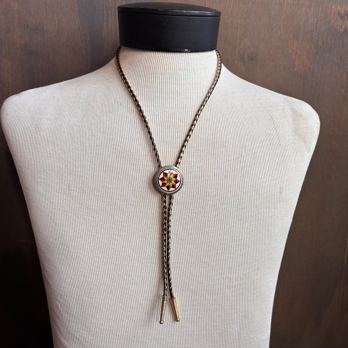 Vintage Starburst Bolo on Two-Tone Metallic Tie