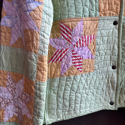 Vintage Yellow and Green Cropped Quilt Jacket