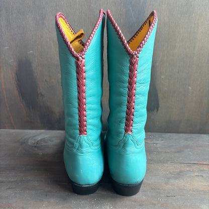 Frida Kahlo Blue Leather Boots