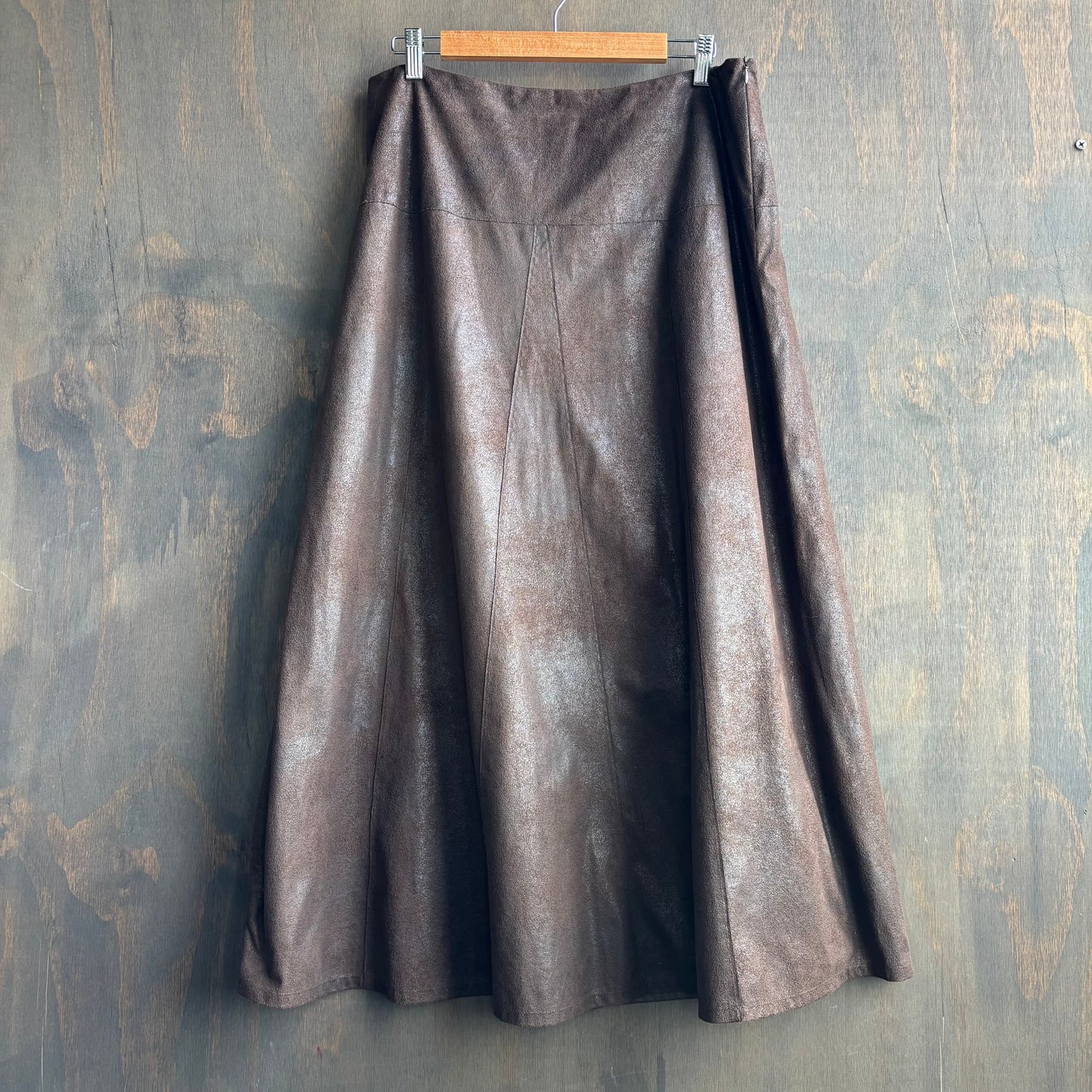Brown Faux Suede Skirt