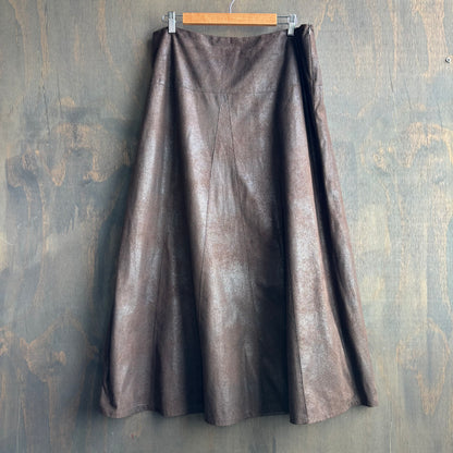 Brown Faux Suede Skirt