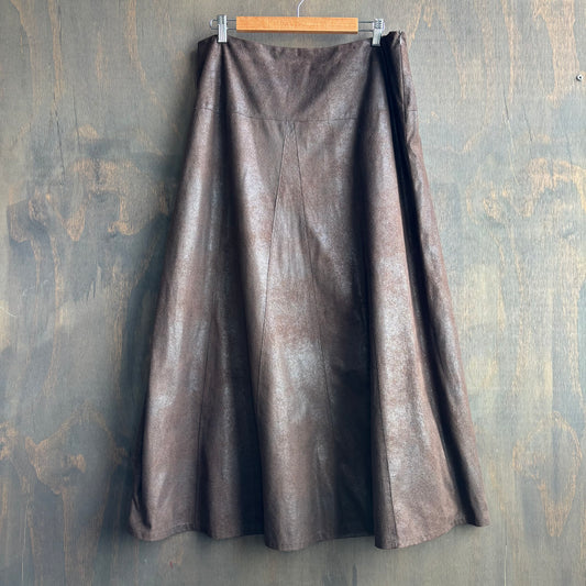 Brown Faux Suede Skirt