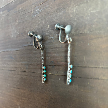 Silver Line Dangle Clip Earrings