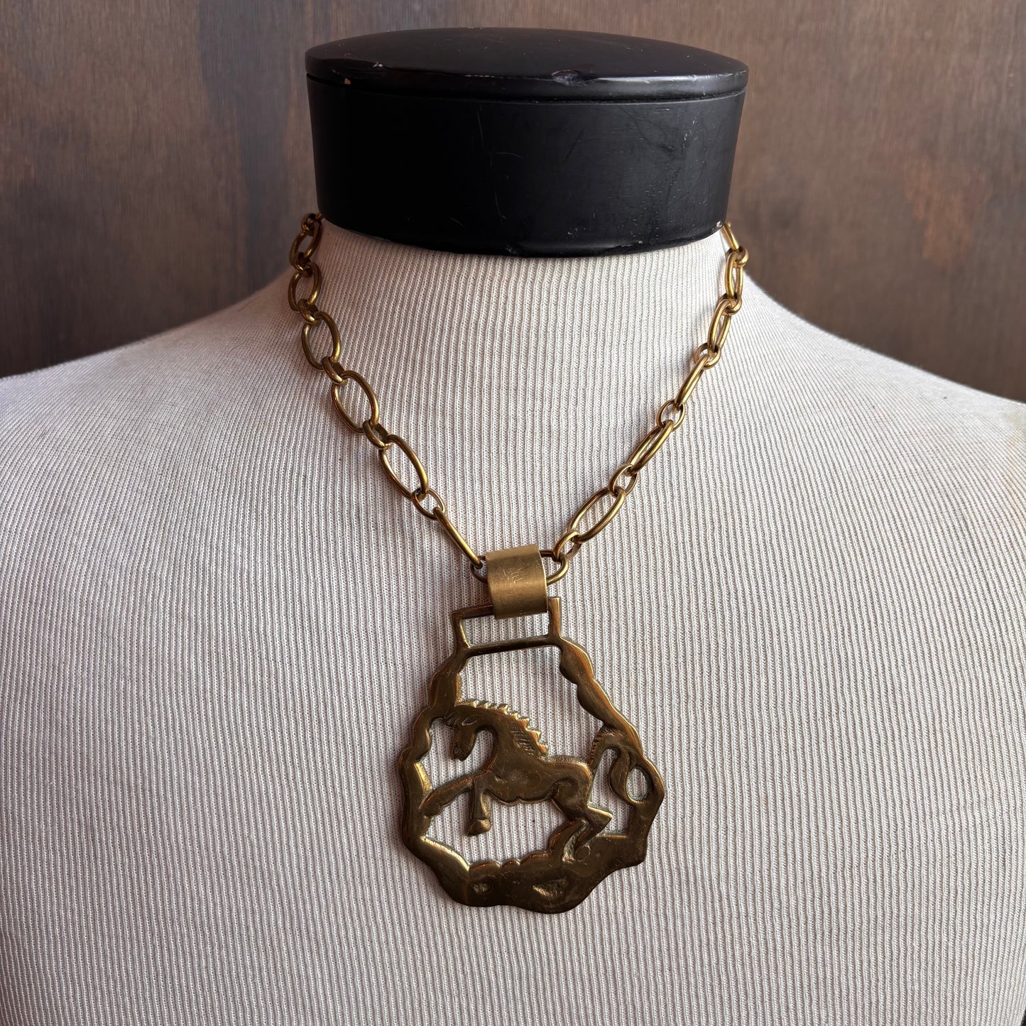 Mac Warman Vintage Brass Horse Medallion