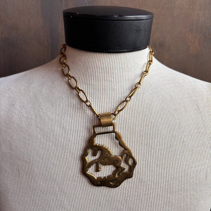 Mac Warman Vintage Brass Horse Medallion