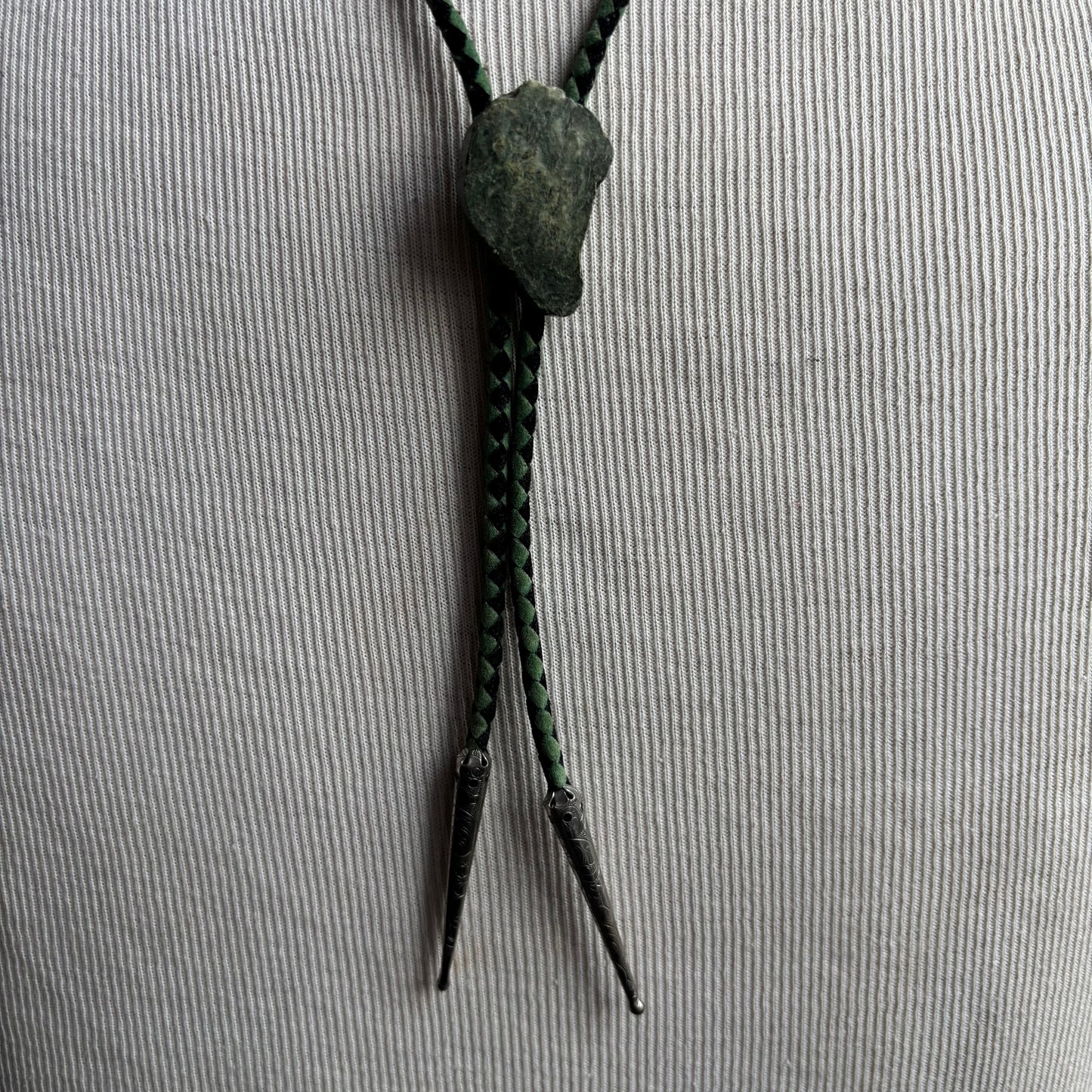 Green Stone Bolo on Two-Tone Tie