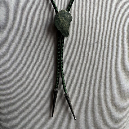 Green Stone Bolo on Two-Tone Tie