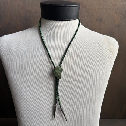 Green Stone Bolo on Two-Tone Tie