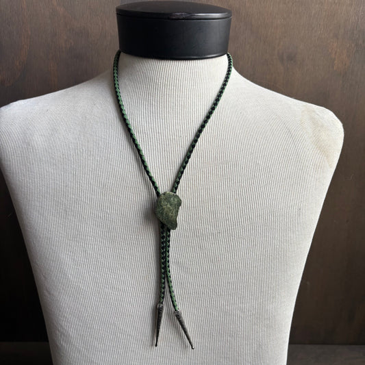 Green Stone Bolo on Two-Tone Tie