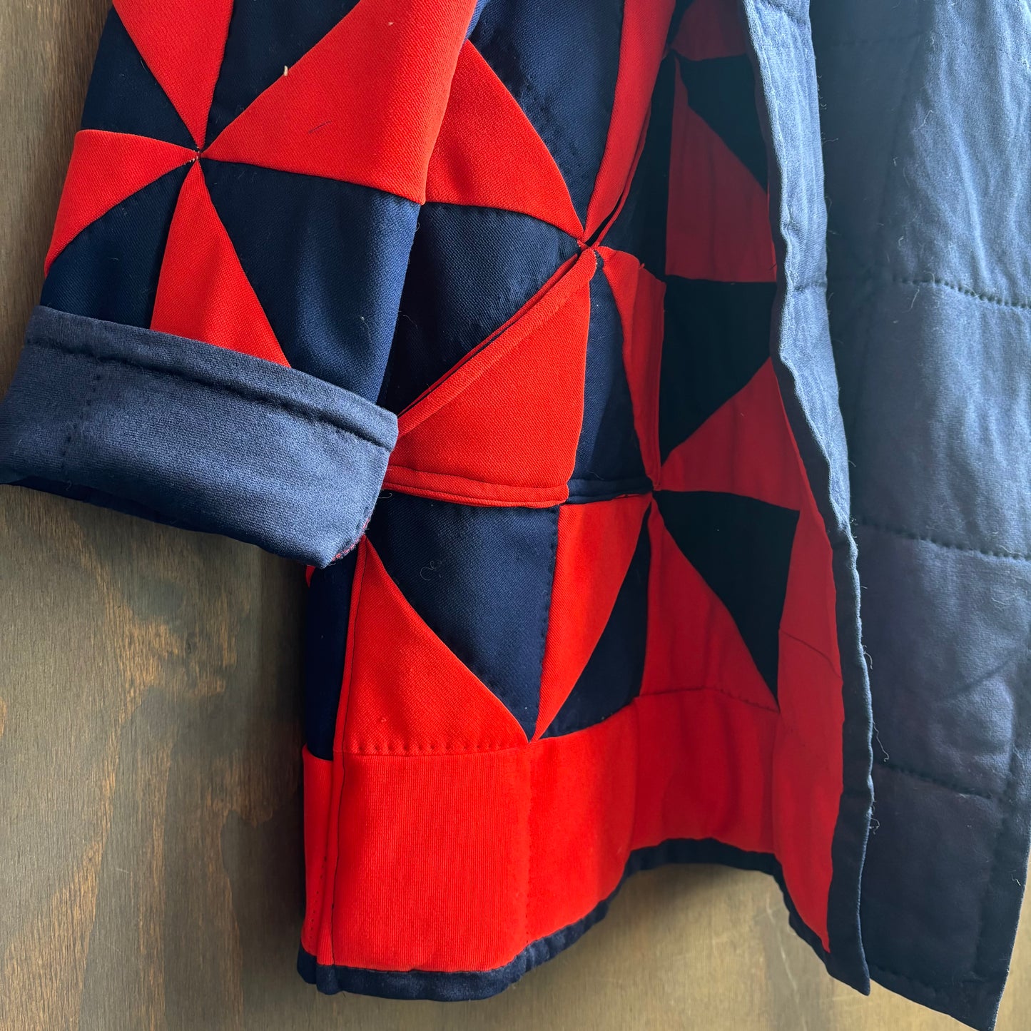 Vintage Red and Navy Quilt Jacket