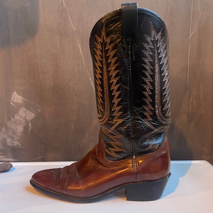 Brown and black cowboy boots