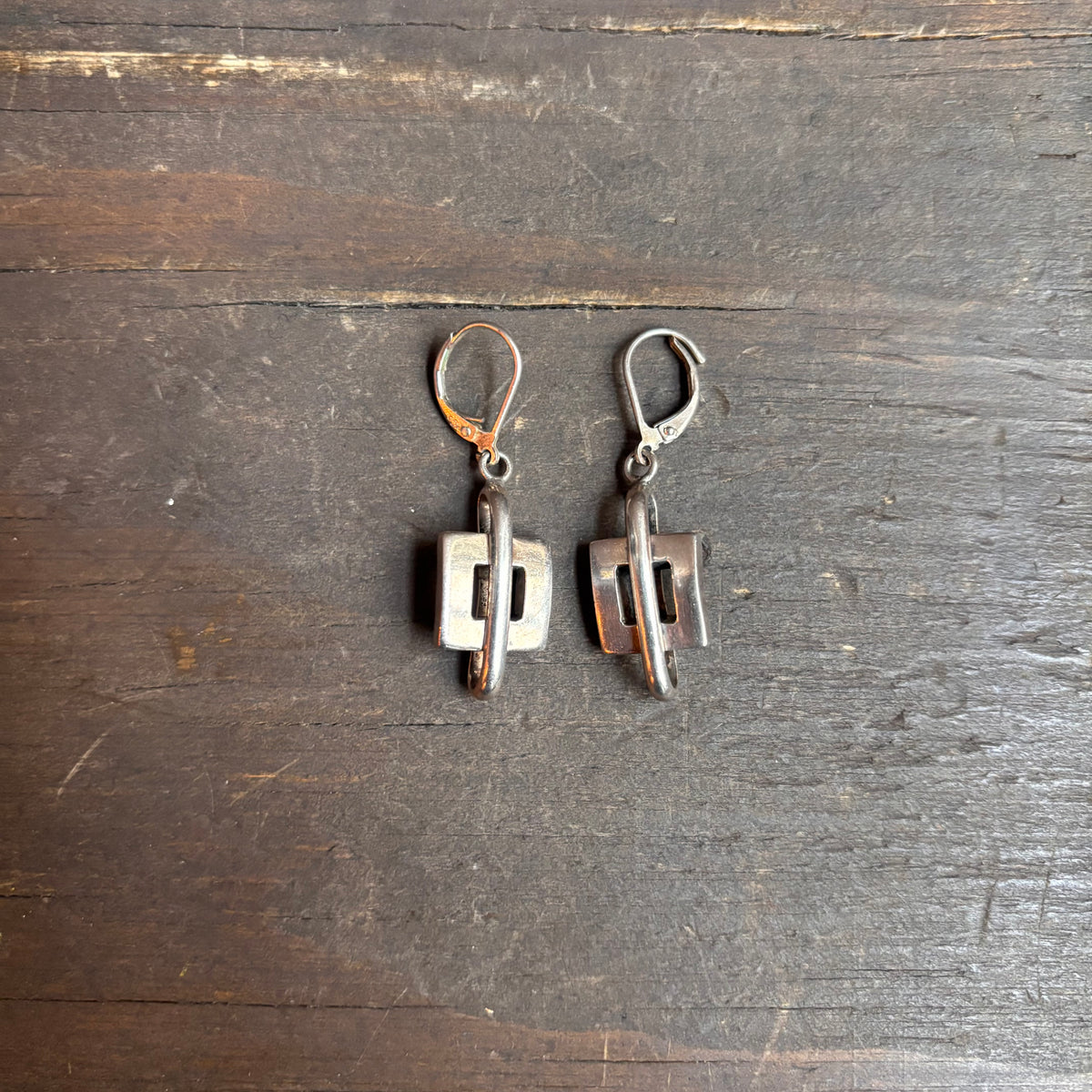 Vintage Sterling Silver Square Earrings