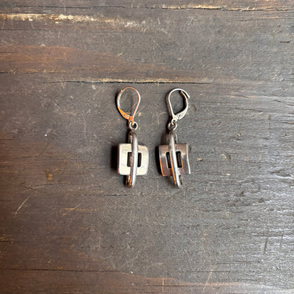 Vintage Sterling Silver Square Earrings