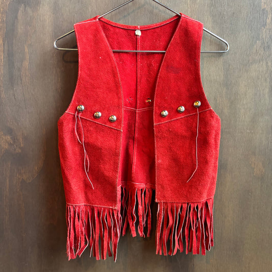 Red Suede Kids Vest