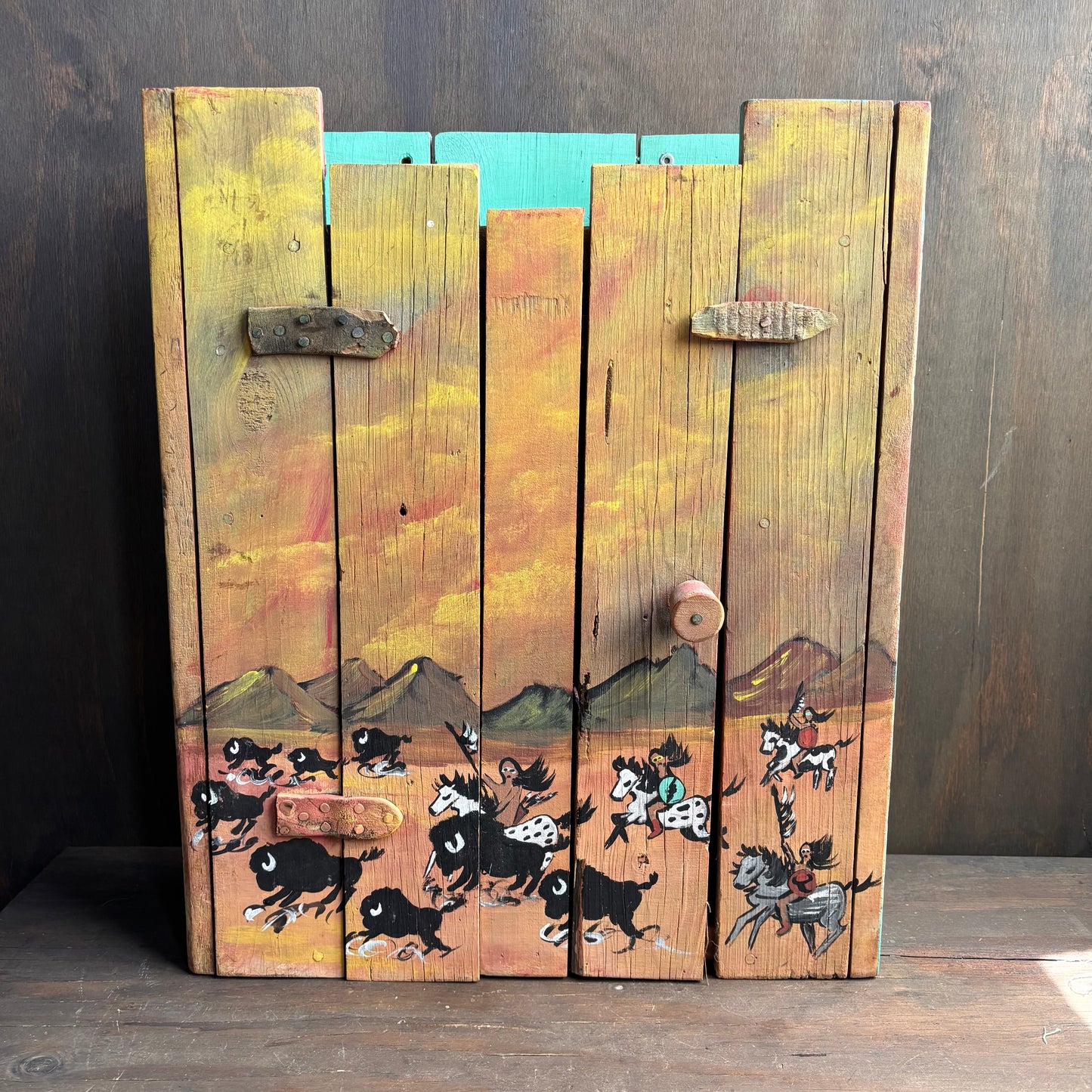 Vintage Wood Hand Painted Medicine Cabinet
