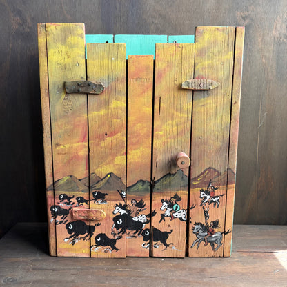 Vintage Wood Hand Painted Medicine Cabinet