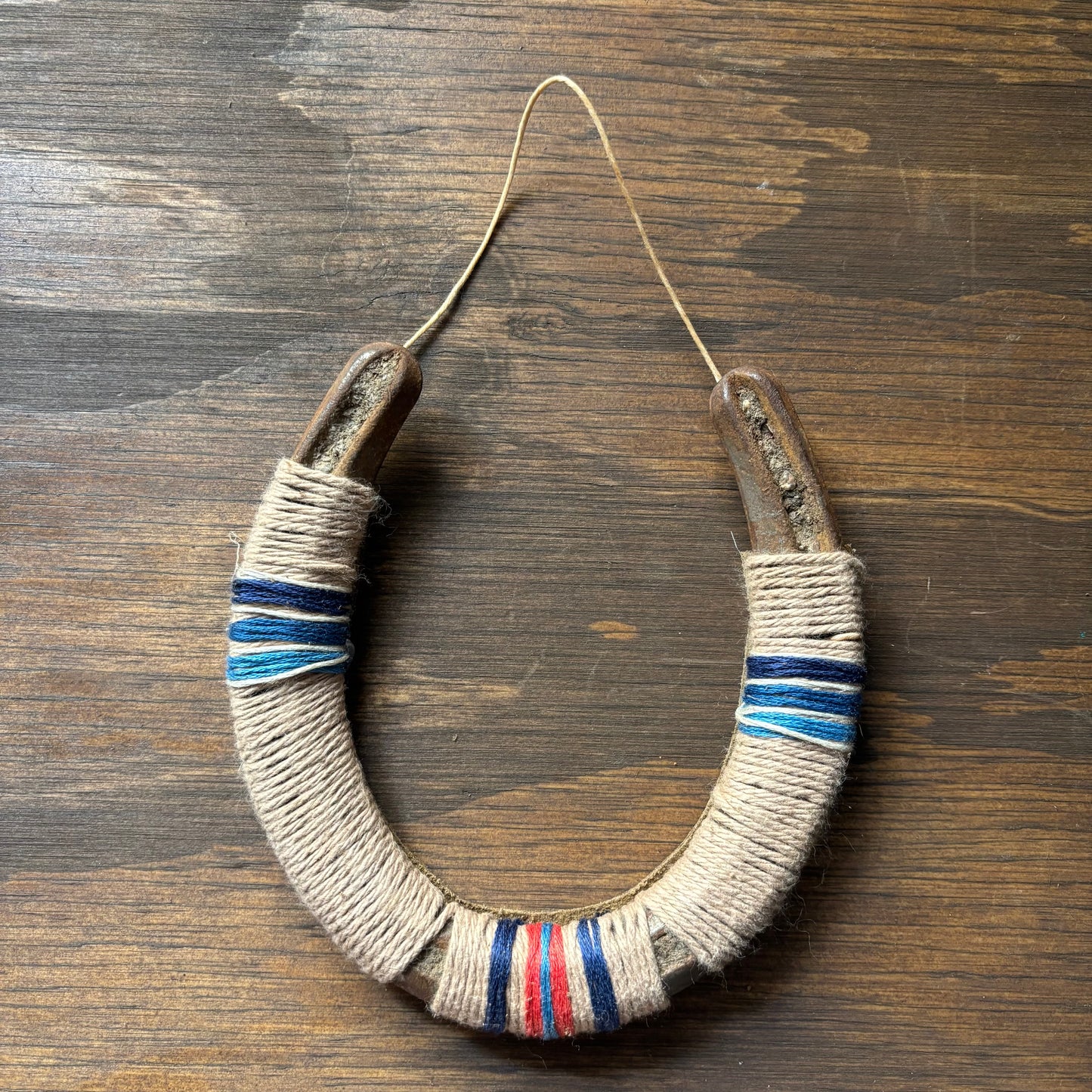 Beige Thread Wrapped Horseshoes
