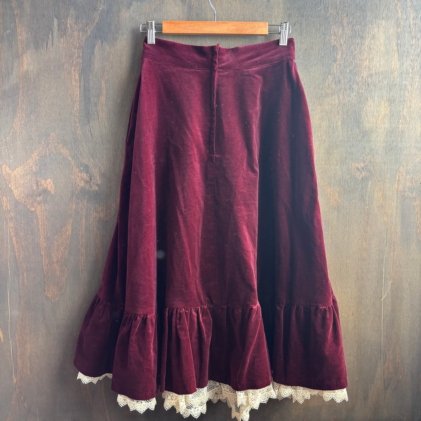 Vintage Burdundy Velvet Skirt
