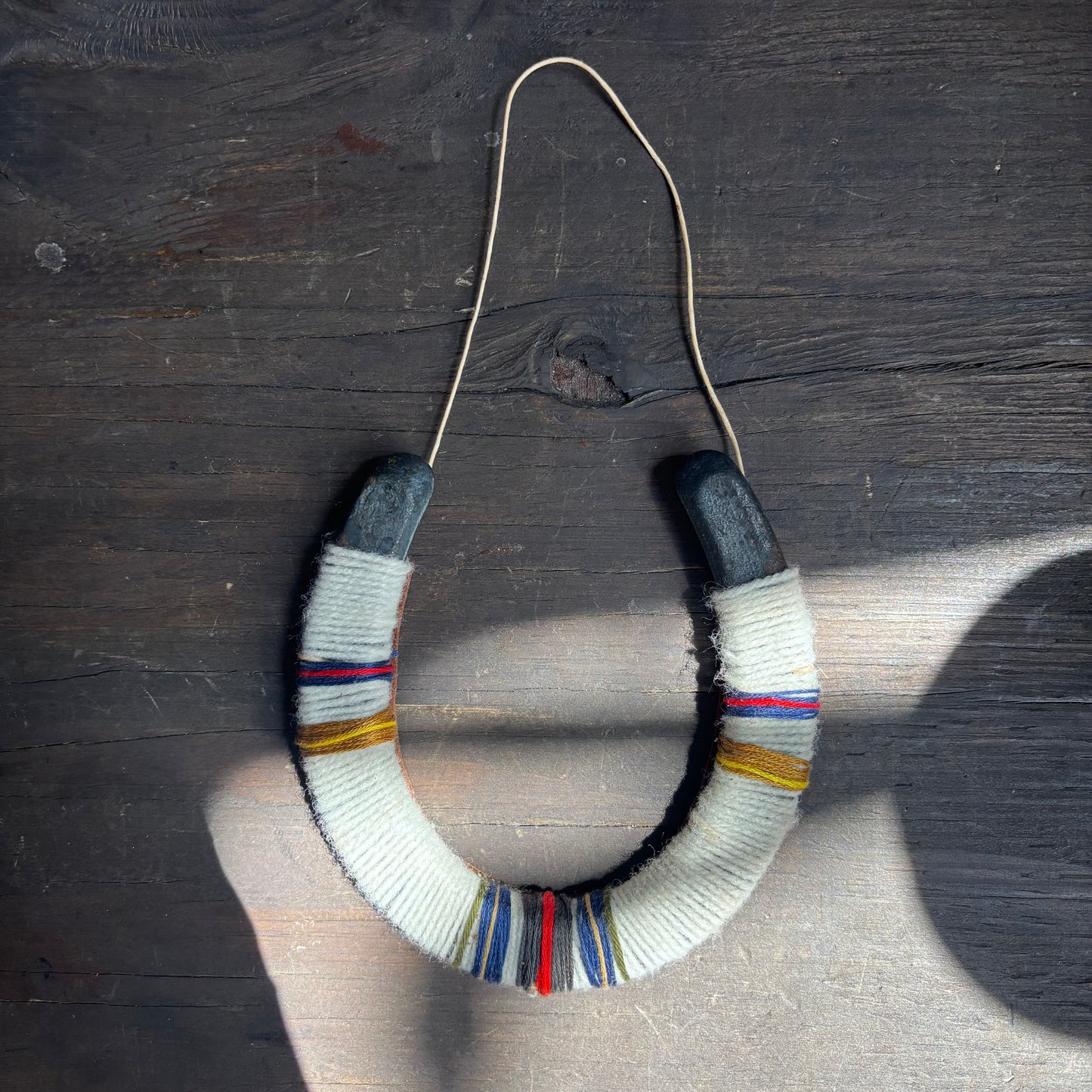 White Thread Wrapped Hanging Horseshoe