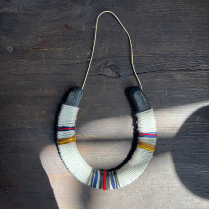 White Thread Wrapped Hanging Horseshoe