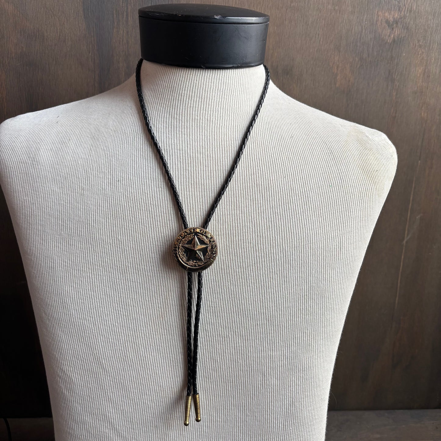State of Texas Bolo on Black Leather Tie