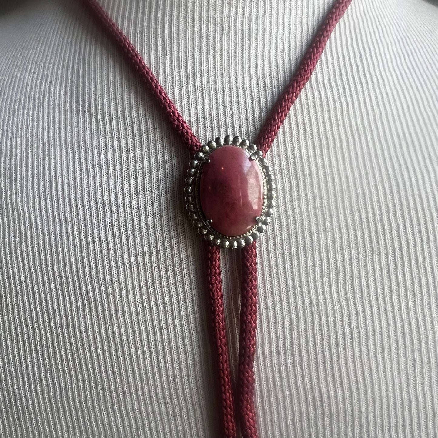 Pink Rhodinite Bolo Tie