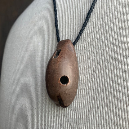 Clay Whistle on Leather Cord