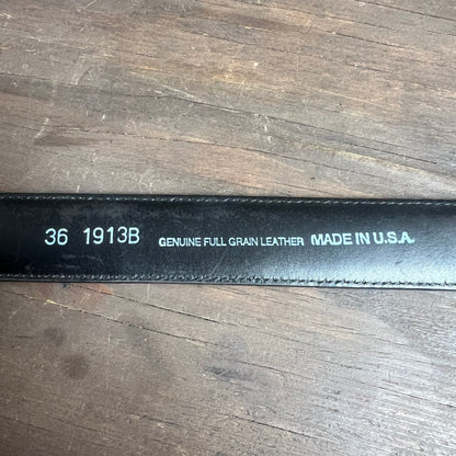 Black Leather Belt with Silver Tip