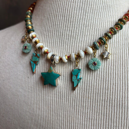 Ostrich Moon Turquoise Star Necklace