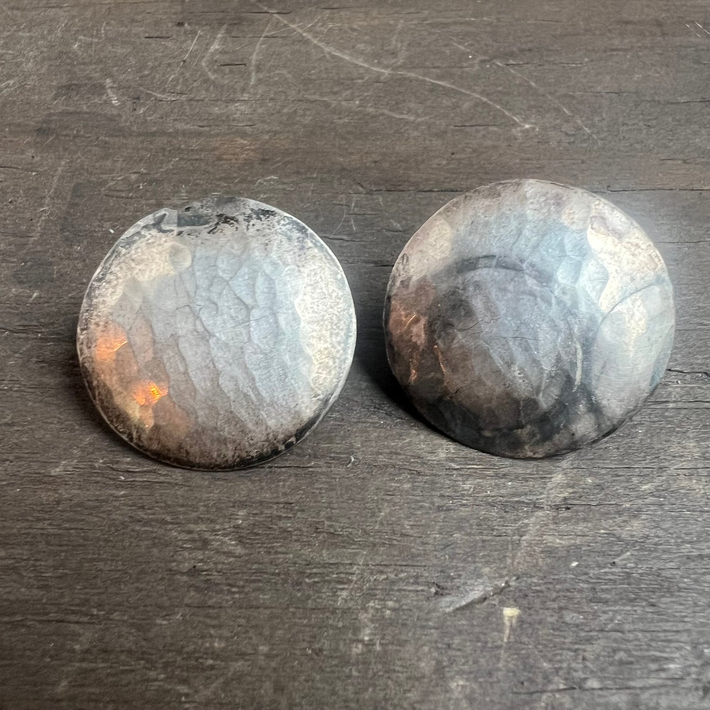 Sterling Silver Hammered Round Earrings