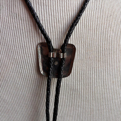 Vintage Hollywood Style Saddle Bolo on Black Leather Tie