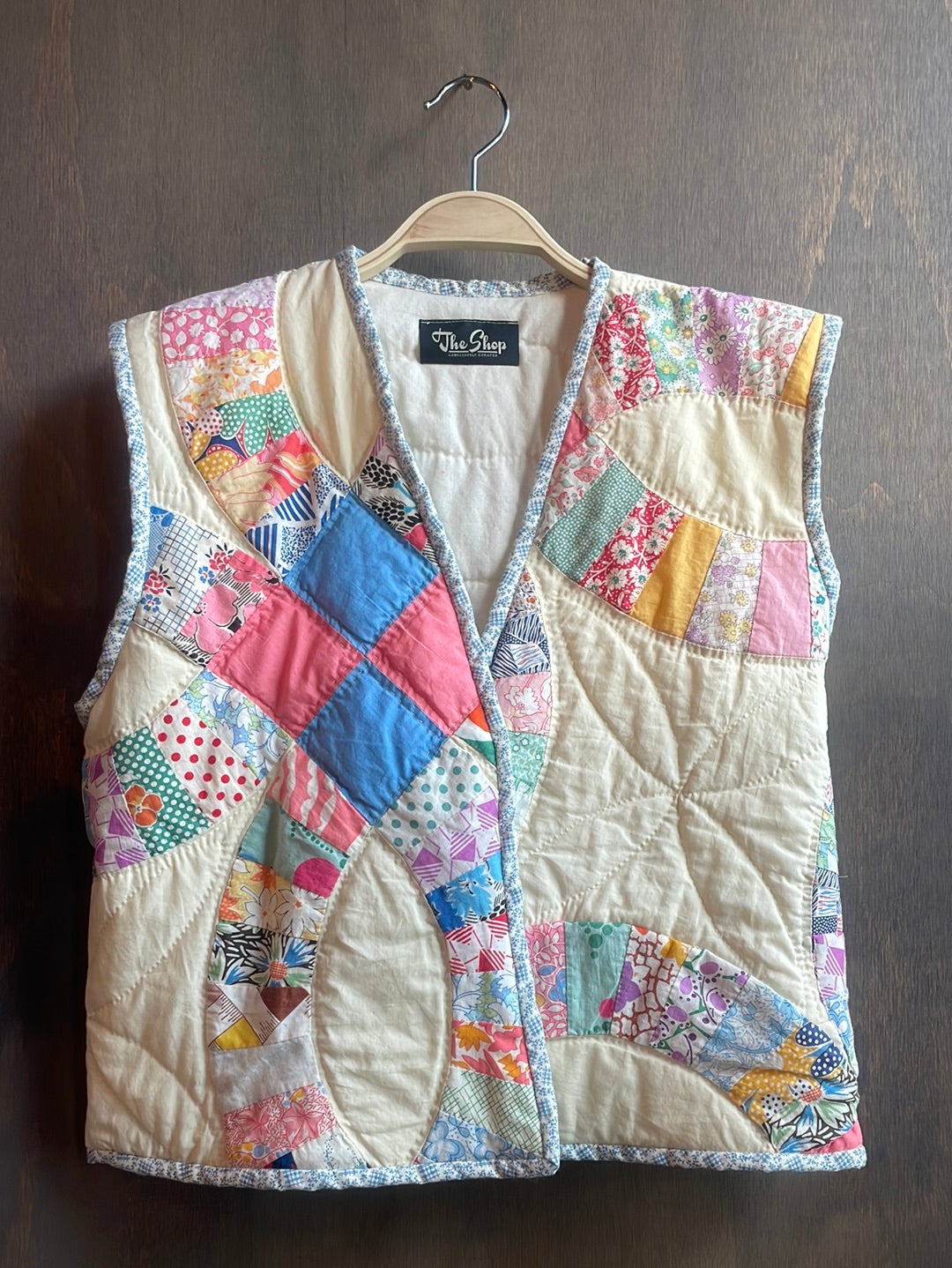 Cream and Floral Vintage Quilt Vest