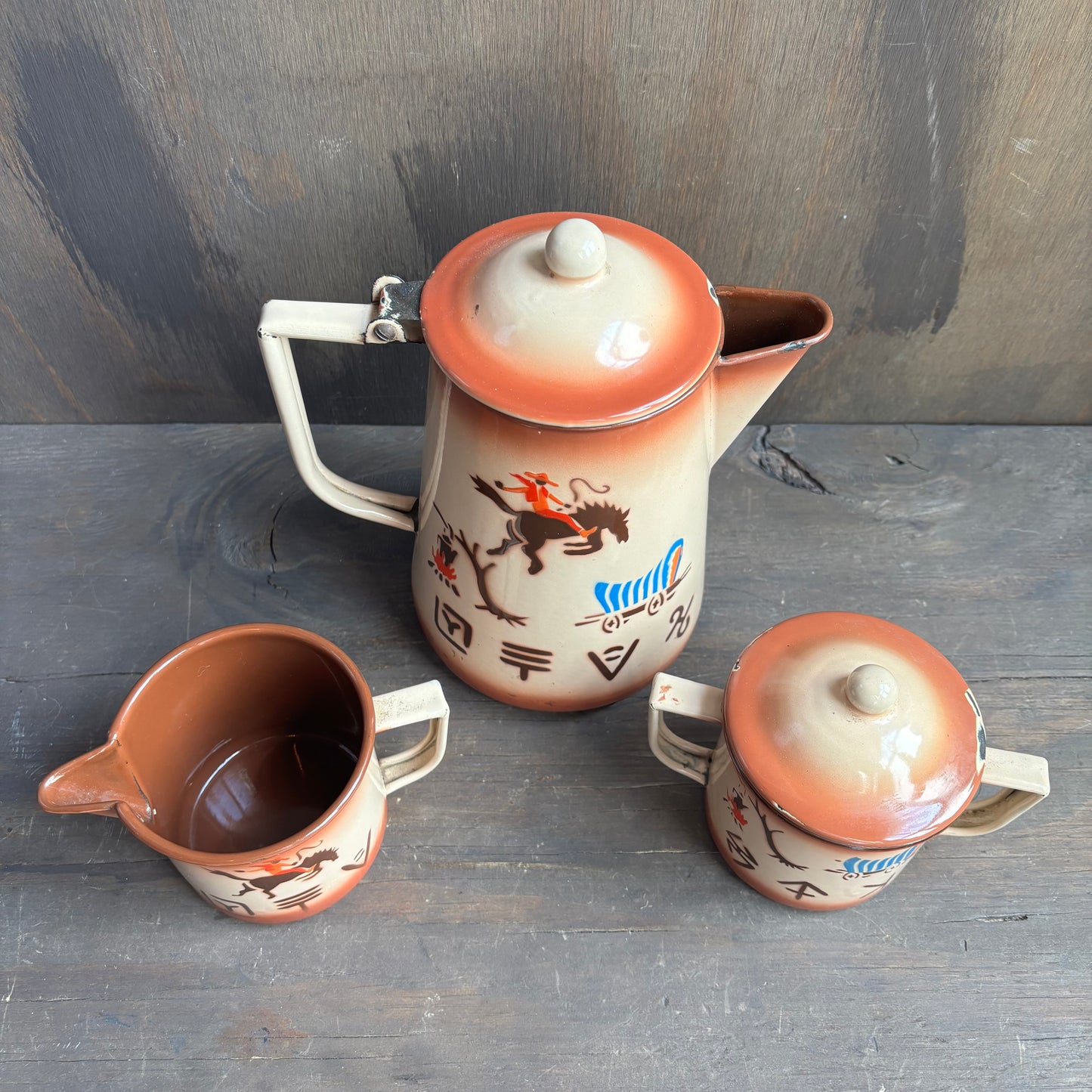 Vintage Enamelware Coffee Set