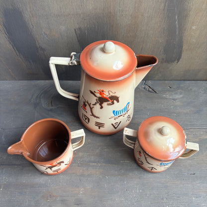 Vintage Enamelware Coffee Set