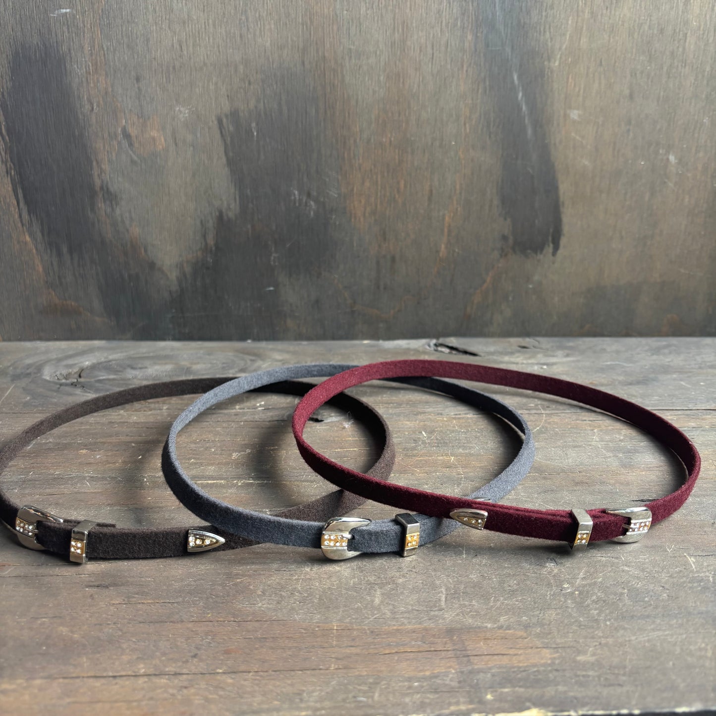 Felt Hat Band with Rhinestone Buckle