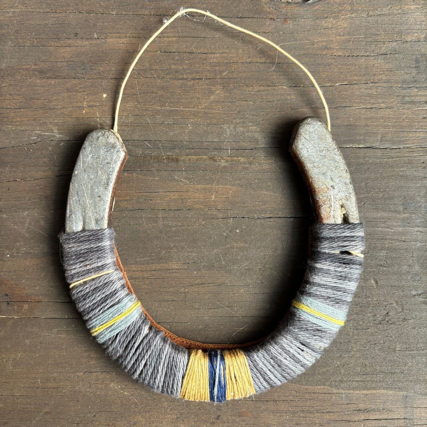 Dark Grey Thread Wrapped Hanging Horseshoe