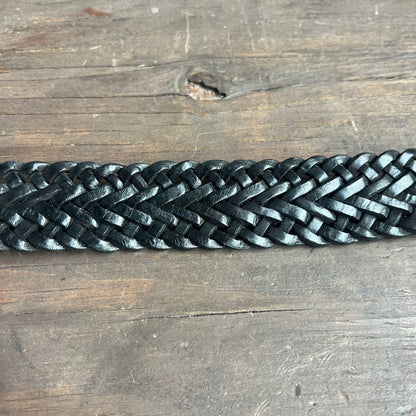 Braided Leather Belt with Silver Buckle