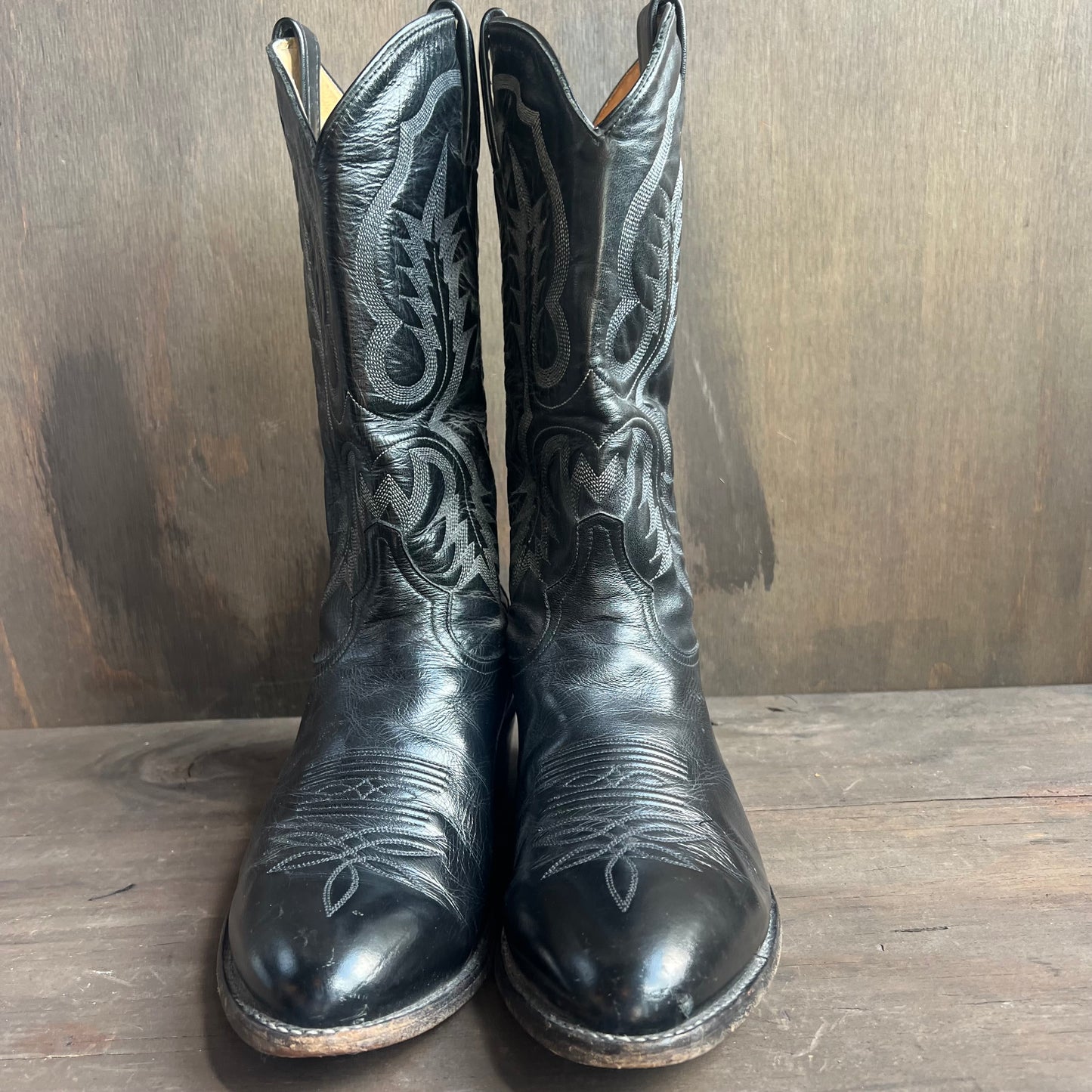 Tony Lama Black Leather Cowboy Boots