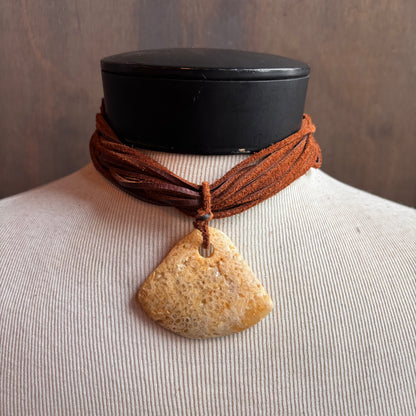 Vintage Fossilized Stone Leather Choker