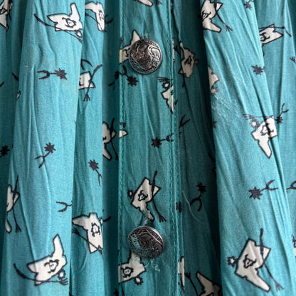 Teal Cowboy Boot Prairie Skirt