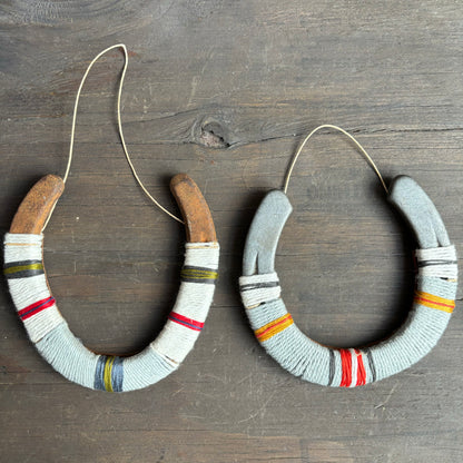 Grey & White Thread Wrapped Hanging Horseshoe